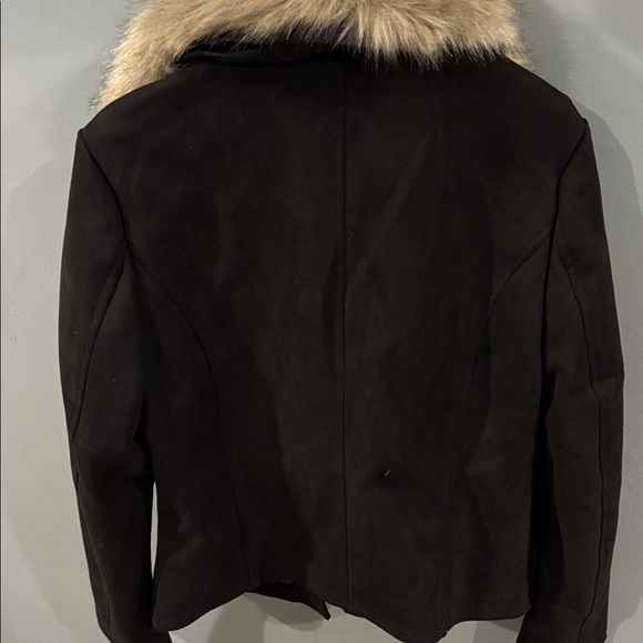 Love Token Black Leather Jacket with Faux Fur Collar - Picture 4 of 5